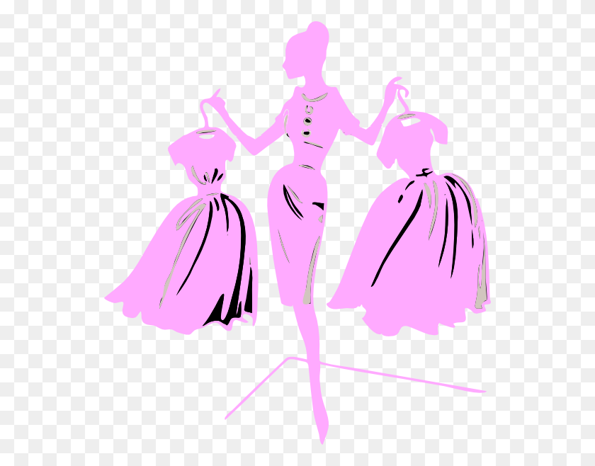546x598 Fashion Model Pink Dress Clip Art - Pink Dress Clipart