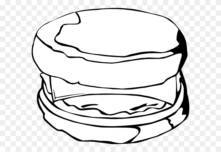 600x521 Fast Food Breakfast Egg And Cheese Biscuit Clip Art - Cheese Black And White Clipart