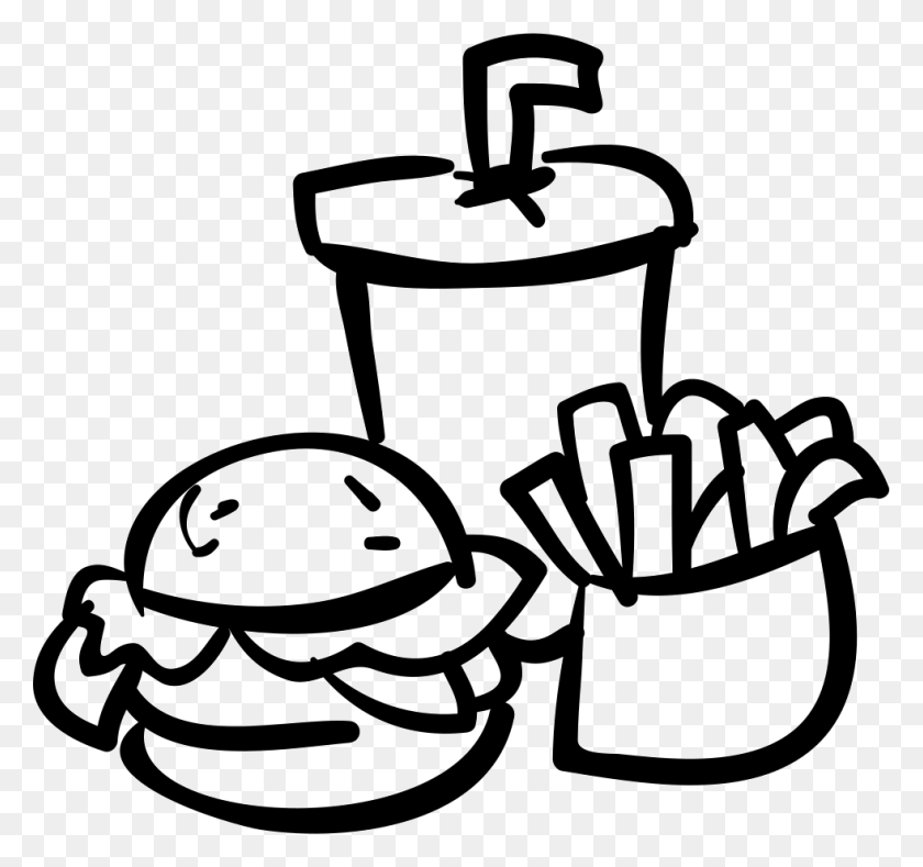981x918 Fast Food Burger Drink And Fries Png Icon Free Download - Food Icon PNG