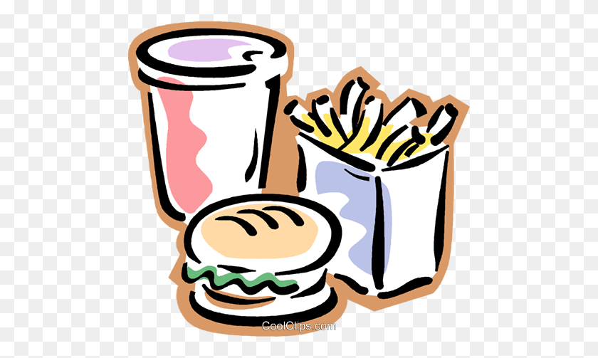480x443 Fast Food, Drink, Fries, Hamburger Royalty Free Vector Clip Art - Hamburger And Fries Clipart