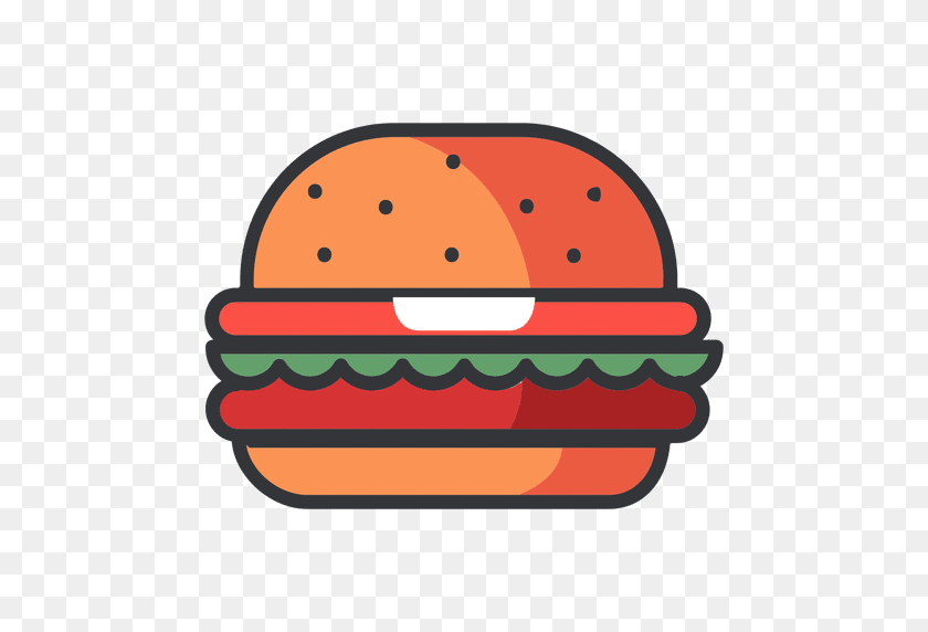 512x512 Fast Food Hamburger Flat Icon - Food PNG