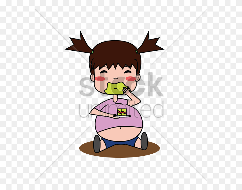 600x600 Fat Girl Eating Vector Image - Tummy Clipart