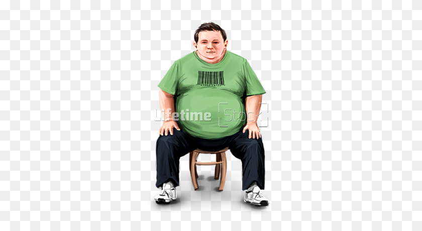 255x400 Fat Man Sitting On Chair - Person Sitting PNG