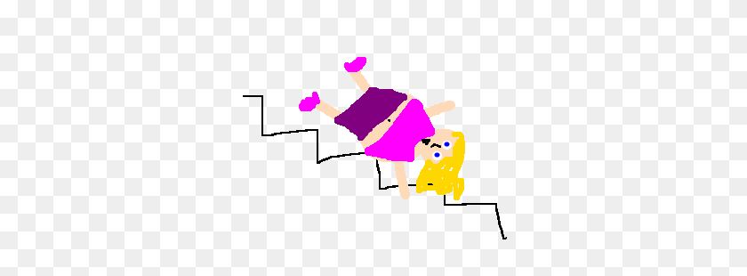 300x250 Fat Woman In Miniskirt Falling Down The Stairs Drawing - Fat Woman Clipart