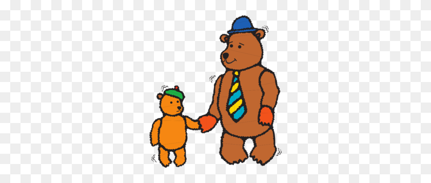 258x297 Отец И Ребенок Медведь Гуляют Клипарт - Дети Гуляют Png
