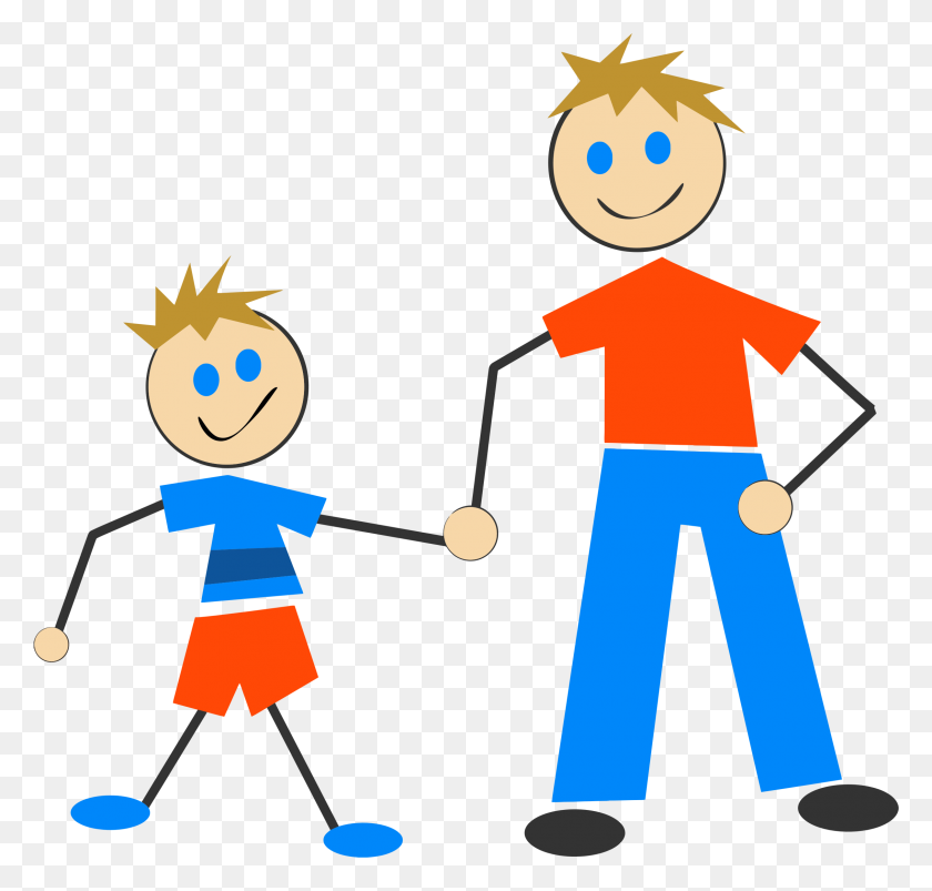 2263x2158 Father And Child Clip Art - Dad And Kids Clipart