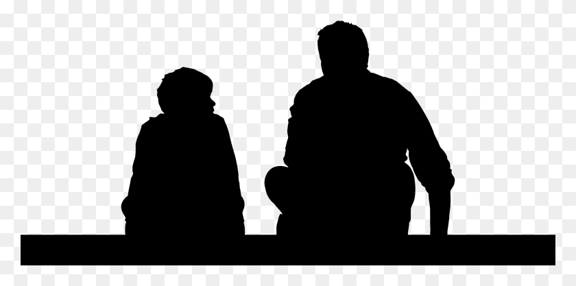 2400x1099 Father And Son Sitting Silhouette - Father And Son PNG