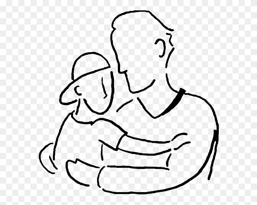 600x610 Father Clipart Black And White, Stick People Dad Clipart Black - Dad And Daughter Clipart