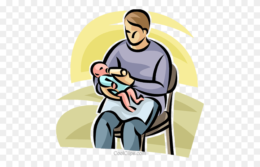 478x480 Father Giving A Baby A Bottle Royalty Free Vector Clip Art - New Baby Clipart
