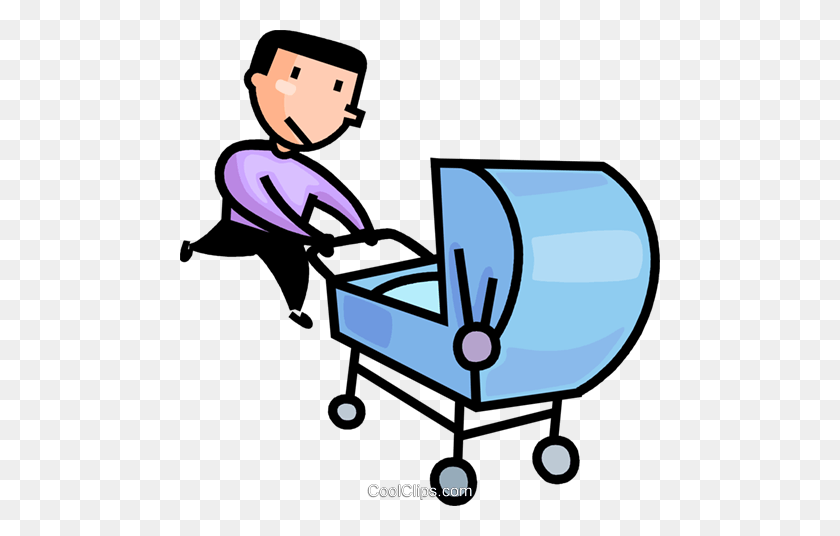480x476 Father Pushing A Stroller Royalty Free Vector Clip Art - Stroller Clipart
