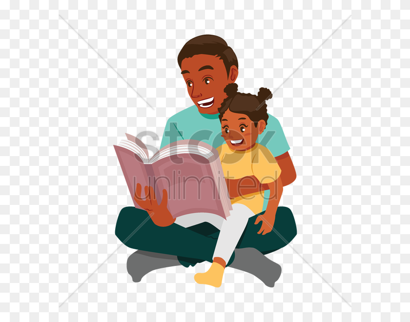 600x600 Father Reading To Daughter Vector Image - Father Daughter Clipart