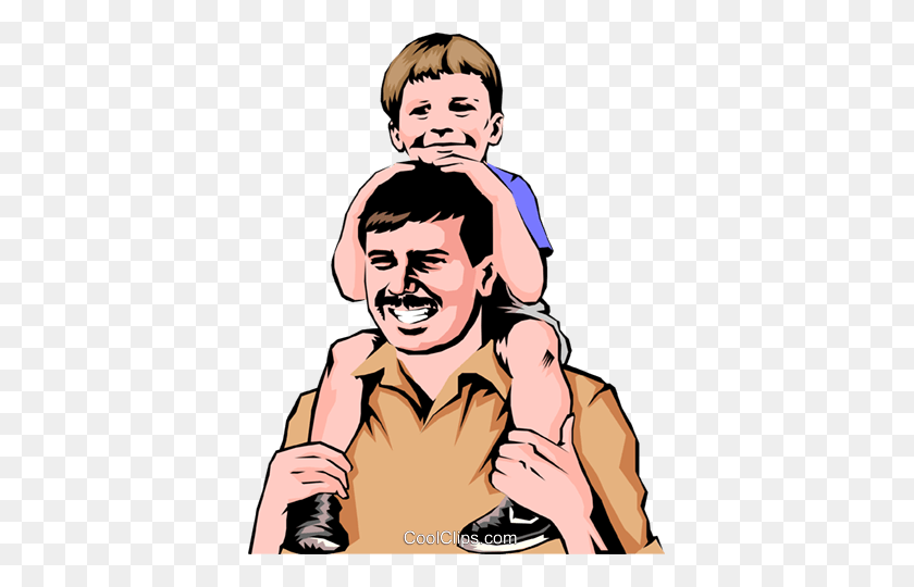 383x480 Father Son Royalty Free Vector Clip Art Illustration - Dad And Son Clipart
