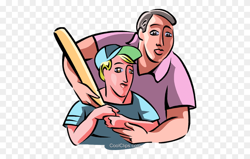 480x476 Father Teaching His Son To Play Baseball Royalty Free Vector Clip - Baseball Vector Clipart