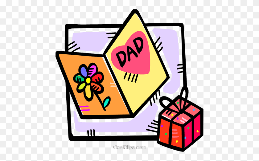 480x464 Fathers Day Card And A Gift Royalty Free Vector Clip Art - Fathers Day Clipart
