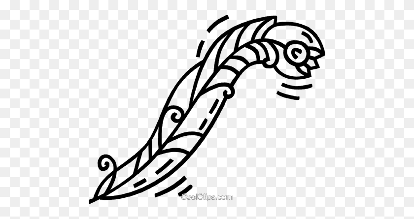 480x385 Feather Pen Royalty Free Vector Clip Art Illustration - Feather Clipart Black And White