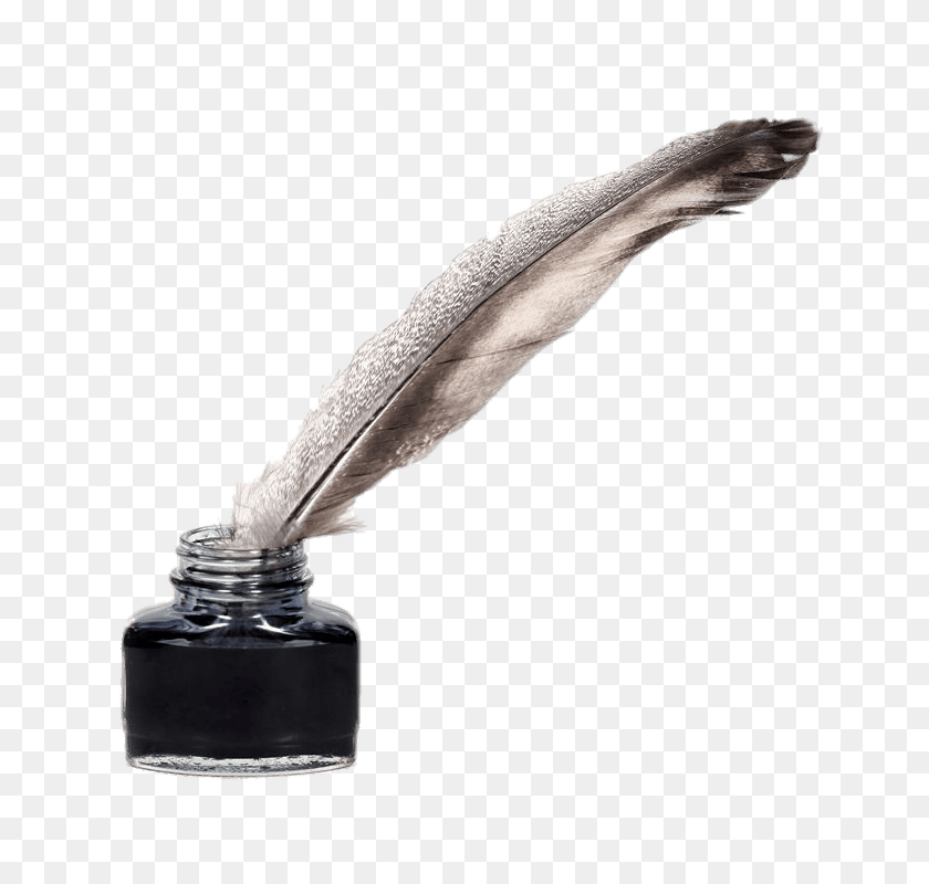 740x740 Feather Quill Pen And Ink Pot Transparent Png - Quill Pen PNG