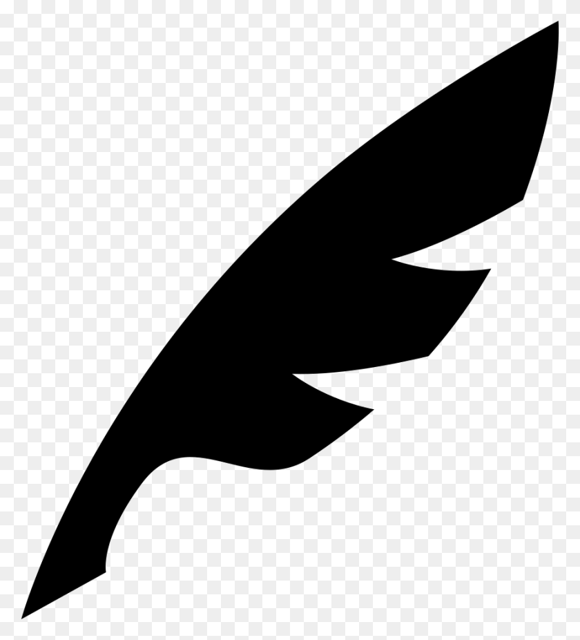 882x980 Feather Silhouette In Diagonal Position Png Icon Free Download - Feather Silhouette PNG