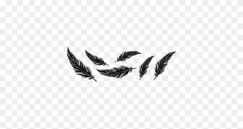 380x385 Feathers Inked Feathers - Black Feathers PNG