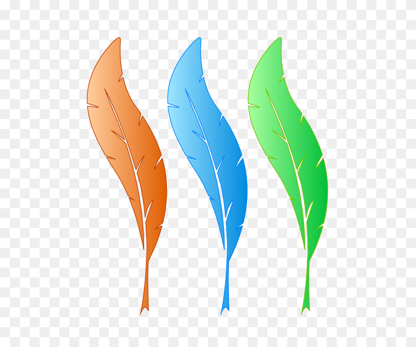 640x640 Feathers Splash Pen Colors Red Gradation Blue Green - Free Feather Clip Art