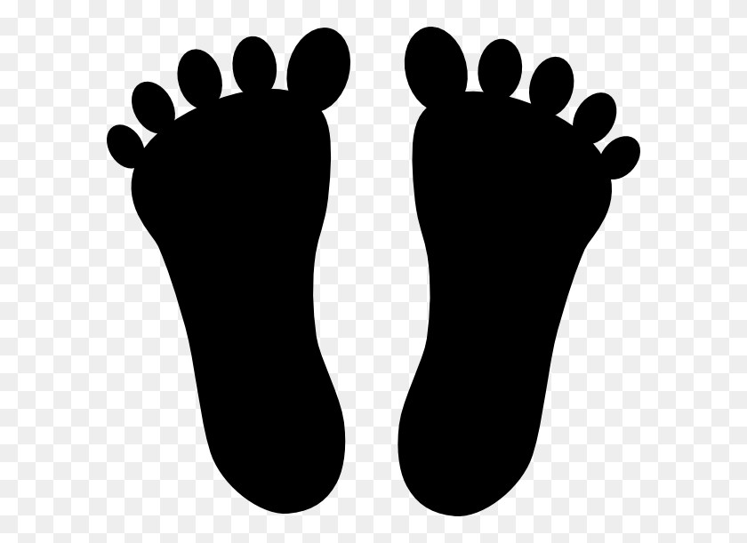 600x551 Feet Clipart Foot Outline - Baby Feet Clipart Black And White