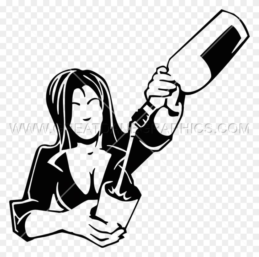825x821 Female Bartender Production Ready Artwork For T Shirt Printing - Screen Printing Clipart