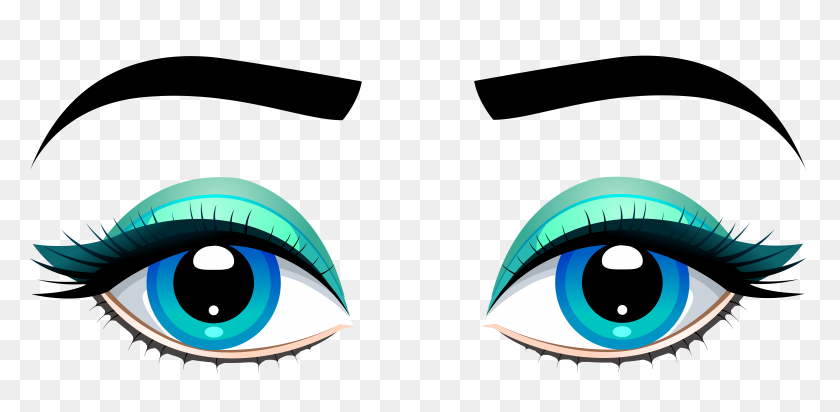 8000x3611 Female Blue Eyes With Eyebrows Png Clip Art - PNG Eyes