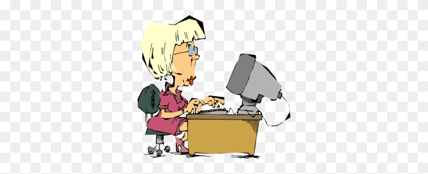 300x282 Female Computer User Clip Art - Typing Clipart