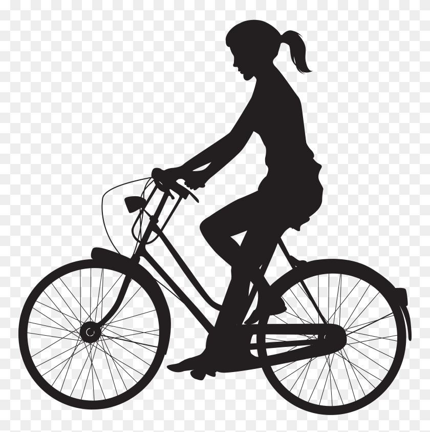 7961x8000 Female Cyclist Silhouette Clip Art - Tire Clipart