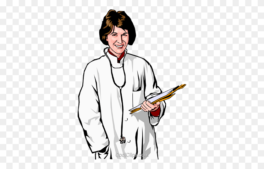 346x480 Female Doctor With Clipboard Royalty Free Vector Clip Art - Woman Doctor Clipart