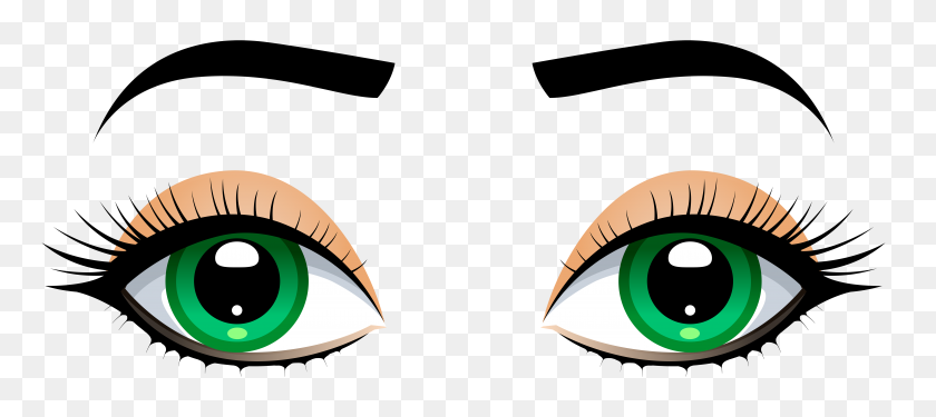 8000x3239 Женские Глаза С Бровями Png Клипарт - Красные Глаза Png