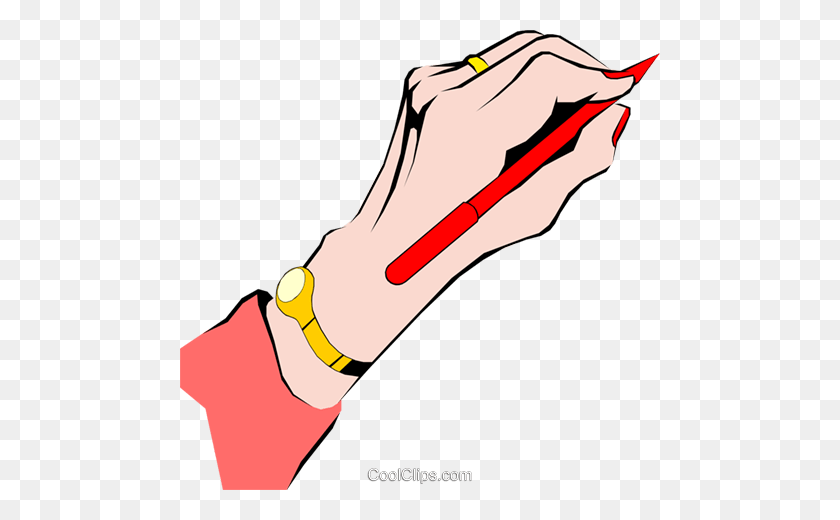 480x460 Female Hand Writing Royalty Free Vector Clip Art Illustration - Hand Writing Clipart