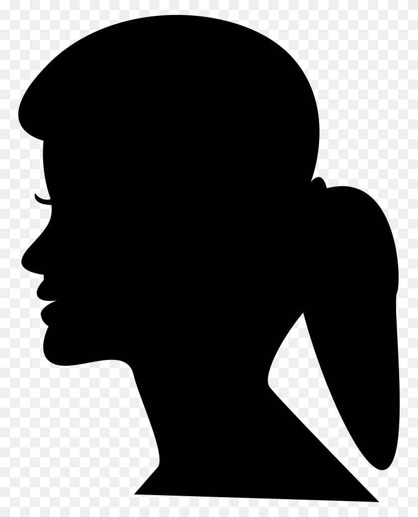 768x980 Female Head Silhouette With Ponytail Png Icon Free Download - Ponytail PNG