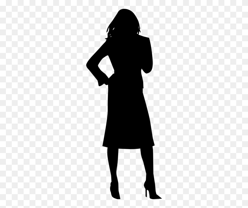 256x647 Female Silhouette Clip Art - Black Dress Clipart