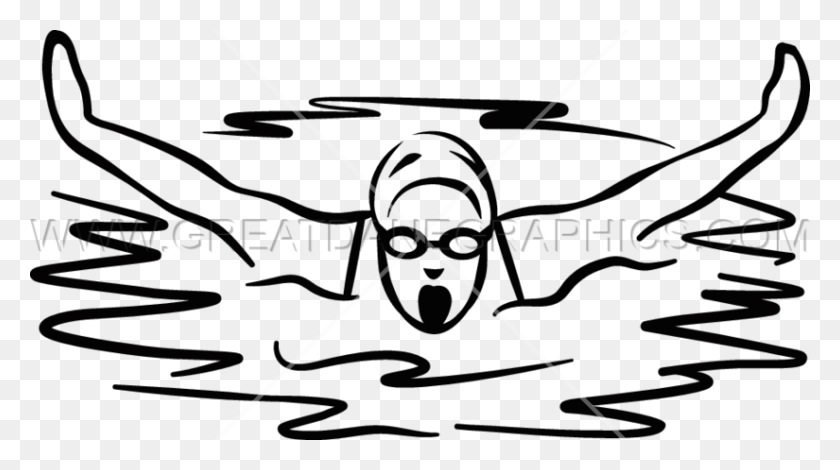 825x434 Arte Listo Para La Producción De Nadadora Femenina Para Impresión De Camisetas - Clipart De Piscina En Blanco Y Negro