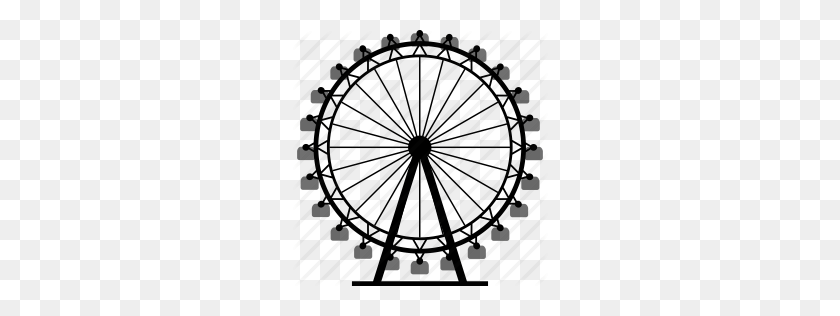 256x256 Ferris Wheel Clipart Black And White - Park Clipart Black And White
