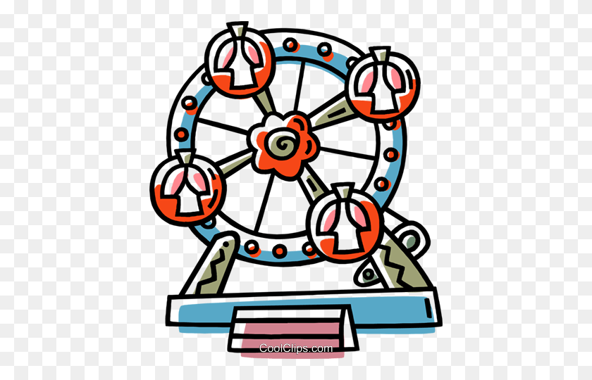 416x480 Ferris Wheel Royalty Free Vector Clip Art Illustration - Wheel Clipart