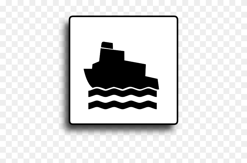 500x495 Паром Дорожный Знак Векторное Изображение - Лодка Клипарт Черный И Белый