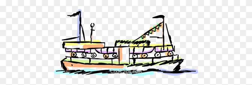 480x223 Ferry Boat Royalty Free Vector Clip Art Illustration - Ferry Clipart