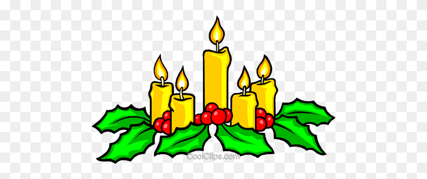 480x292 Festive Christmas Candles Royalty Free Vector Clip Art - Christmas Candle Clipart