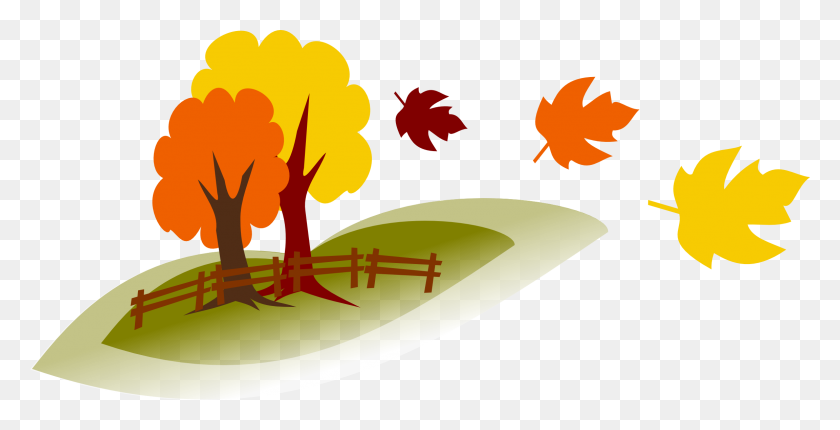2304x1094 Field Clipart Autumn Field - Fall Leaves Border PNG