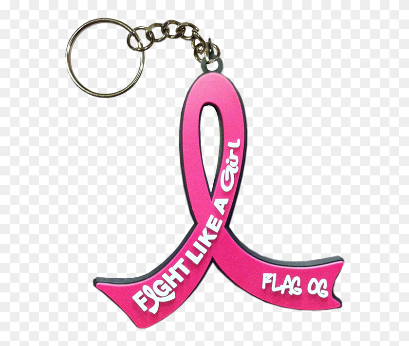 581x650 Fight Like A Girl Breast Cancer Keychain Key Chain - Breast Cancer Ribbon PNG