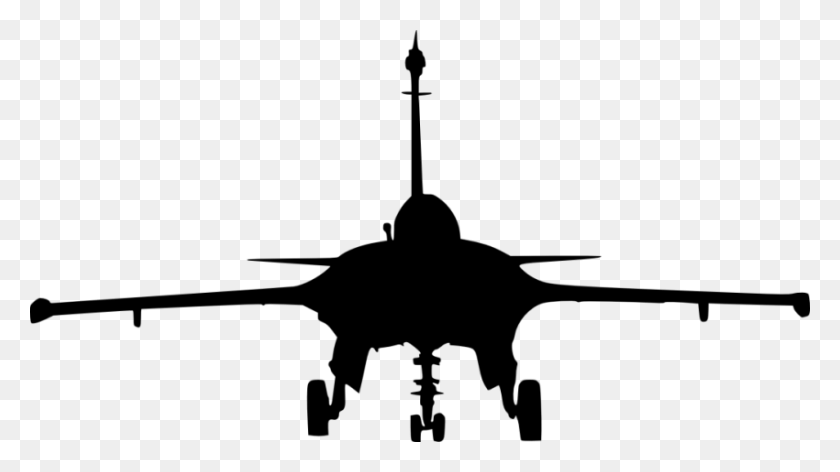 850x450 Fighter Plane Front View Silhouette Png - Plane Silhouette PNG