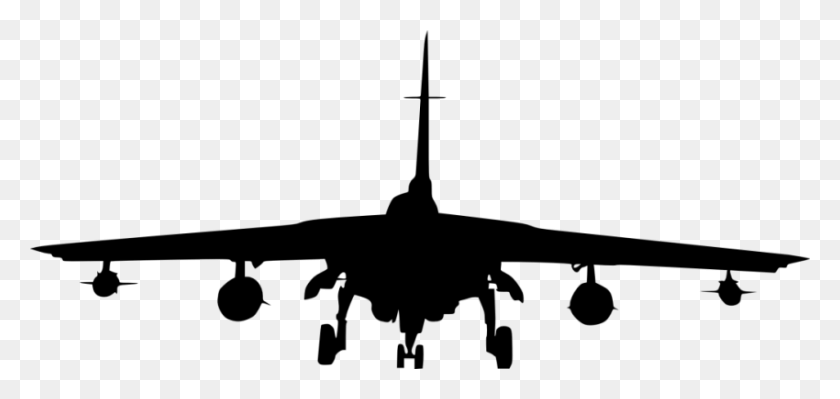 850x370 Fighter Plane Front View Silhouette Png - Fighter Jet PNG