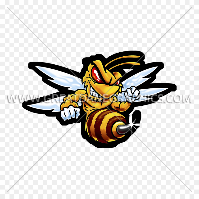 825x825 Obra De Arte Lista Para La Producción De Fighting Hornet Para La Impresión De Camisetas - Clipart De La Mascota De Hornet