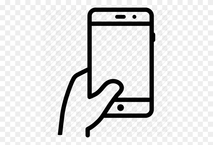 512x512 Палец, Жест, Рука, Держа, Мобильный, Телефон, Сенсорный Значок - Телефон В Руке Png
