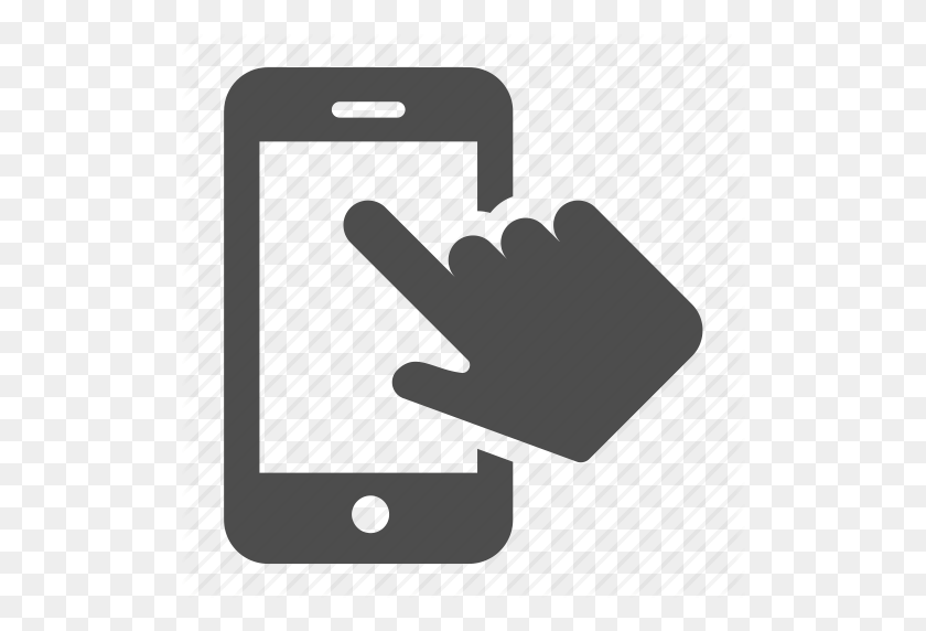 512x512 Finger, Hand, Mobile, Phone, Smartphone, Telephone, Touch Icon - Smartphone Icon PNG