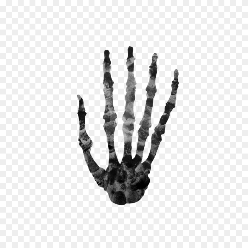 894x894 Finger Printed Hand Skeleton - Skeleton Hand PNG