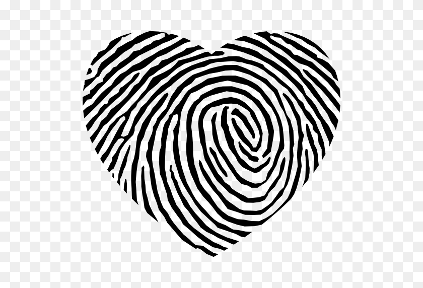 512x512 Fingerprint Heart Shape - Thumbprint PNG