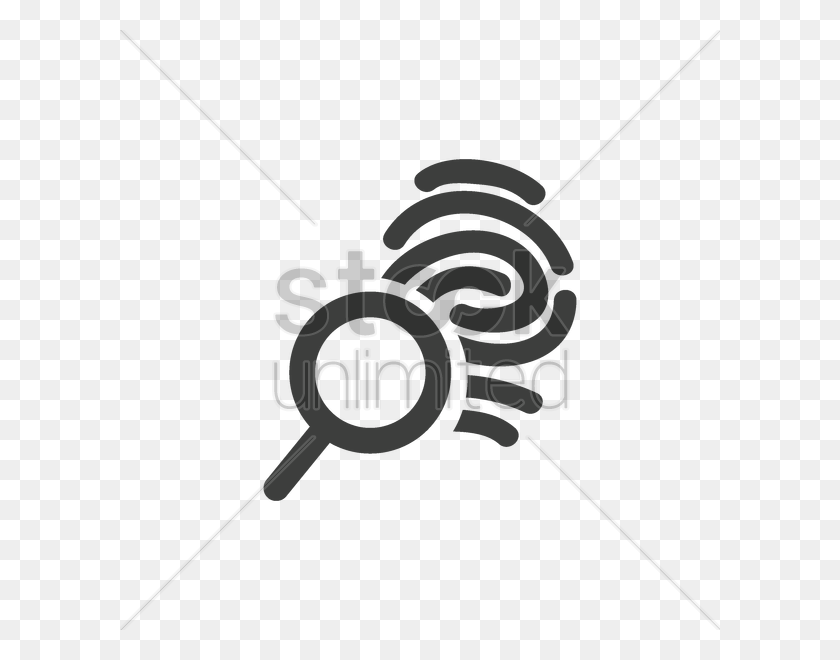 600x600 Fingerprint With Magnifying Glass Vector Image - Thumbprint PNG
