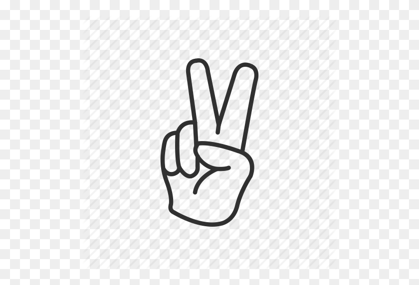 512x512 Fingers, Gesture, Hand, Peace, Success, Victory, Victory Hand Icon - Peace Sign Hand PNG